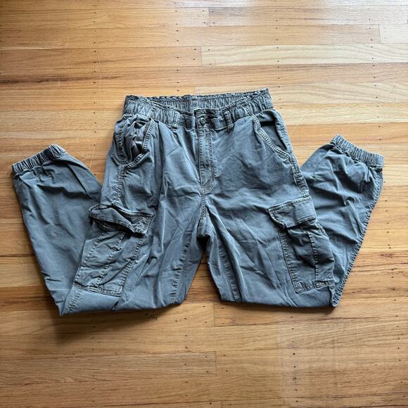 American Eagle Green Stretch Jogger Cargo Pants Elastic Waist Size 8R 90's Y2K - Picture 6 of 6